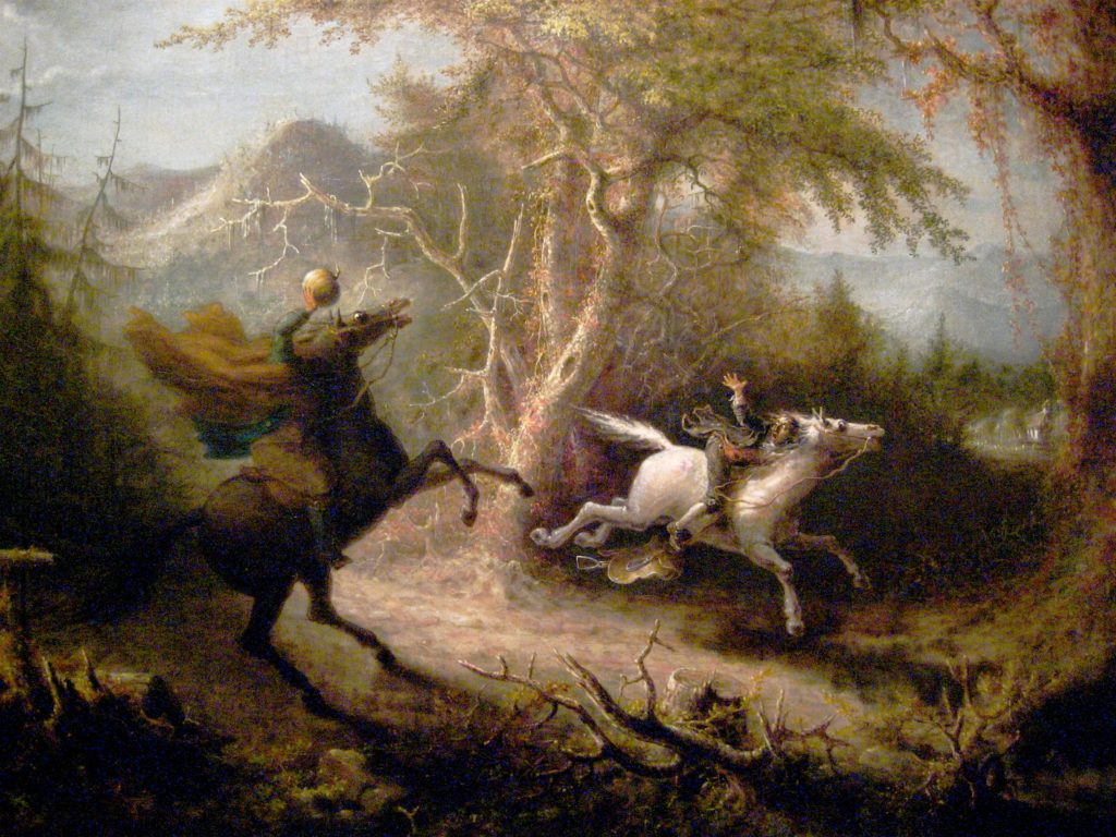 <em>The Headless Horseman Pursuing Ichabod Crane</em>, John Quidor, 1858