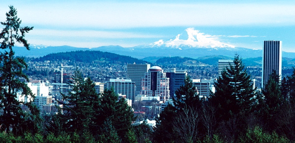 Portland and Mount Hood (USGS photo by David Wieprecht)