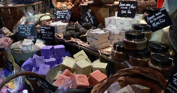 Handmade soap for sale in Hyères, France (Photo by David Monniaux)