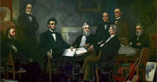 Detail of First Reading of the Emancipation Proclamation of President Lincoln, by Francis Bicknell Carpenter (1864), U.S. Senate Art Collection