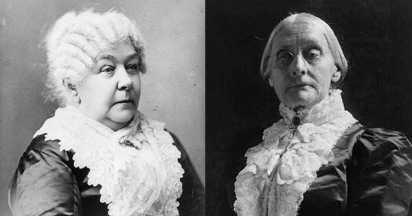 Elizabeth Cady Stanton and Susan B. Anthony found that they complemented each other perfectly. “I forged the thunderbolts,” said Stanton, “and she fired them.” (Library of Congress)