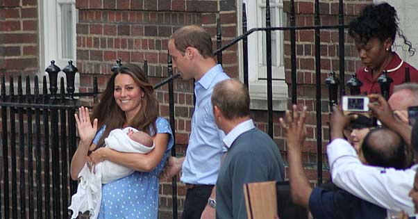 The Duke and Duchess of Cambridge with Prince George, July 23, 2013 (Christopher Neve)