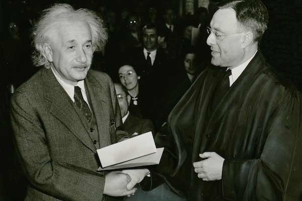 Albert Einstein becomes an American citizen, 1940. (Al Aumuller/New York World-Telegram and Sun/Library of Congress)