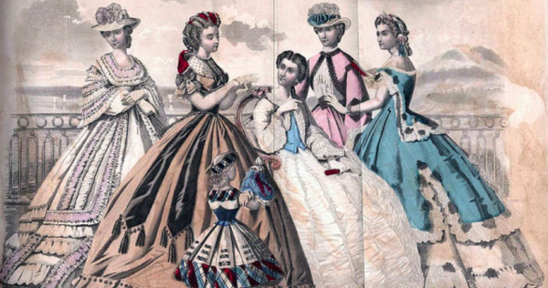 Victorian fashions from Godey's Lady's Book, July 1864