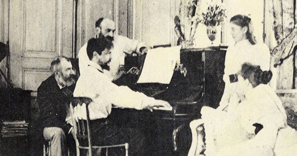 Debussy playing the piano, 1893