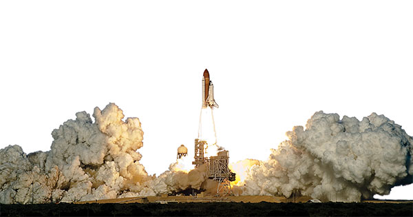 The space shuttle Discovery at the beginning of its final mission in February 2011 (U.S. Navy)