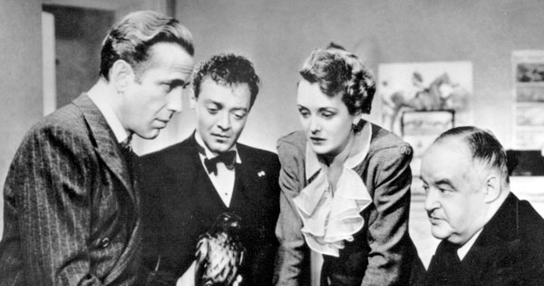 Humphrey Bogart, Mary Astor, Peter Lorre, and Sydney Greenstreet in The Maltese Falcon (1941)