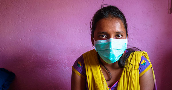 A patient with drug-resistant tuberculosis at her home in Mumbai; photo by Sami Siva