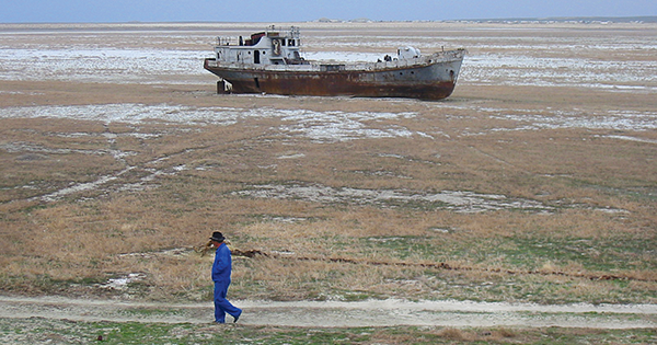 A rich sturgeon fishery has given way to a graveyard of ghost vessels that have come to symbolize the Aral Sea tragedy. (P. Christopher Staecker)