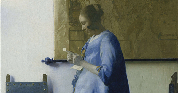 In 1888, Van Gogh wrote to his friend Émile Bernard, “Do you know a painter Vermeer, who … painted a very beautiful Dutch lady pregnant?” (Johannes Vermeer, Woman in Blue Reading a Letter, c. 1662)