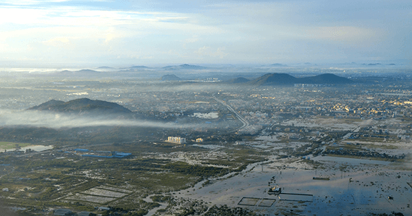 An aerial shot taken after the Chennai floods (Wikimedia Commons)