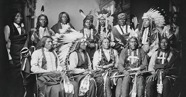 An Indian delegation in Washington led by Oglala Sioux chief Red Cloud (seated second from left), September 1877 (Library of Congress)
