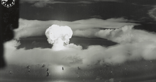 Mushroom cloud from the Operation Crossroads nuclear weapons test on Bikini Atoll (Library of Congress)