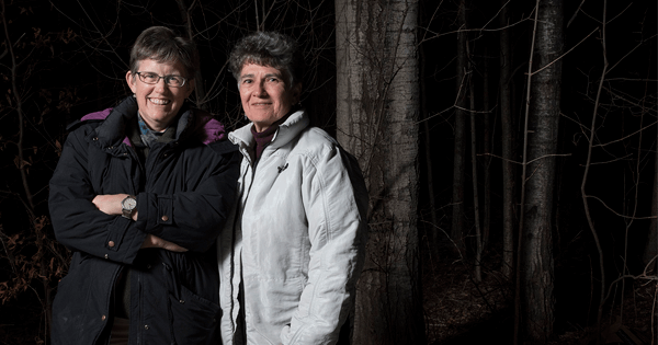 Sue Sweeney and her spouse Rose-Marie Pelletier, are traveling from Pownal, VT, to march in D.C.
(Barry Goldstein)