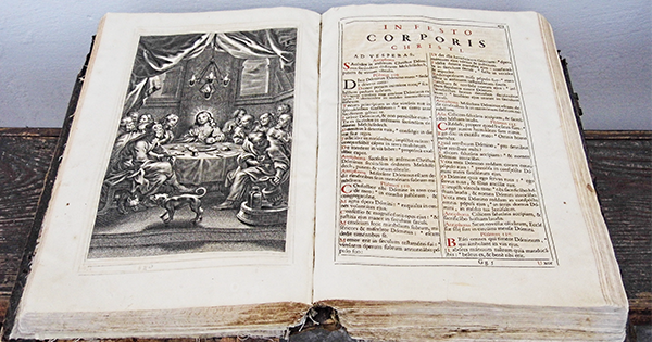 The breviary, published in 1697, traveled more than 9,000 miles, by sea and land, before taking its place in the collection of the Recoleta. (Courtesy of the author)