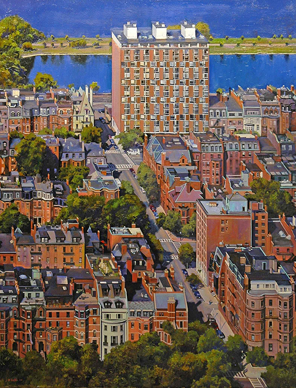 Joel Babb, Back Bay Aerial View, Boston, oil on linen, 29 x 24 inches, 2005