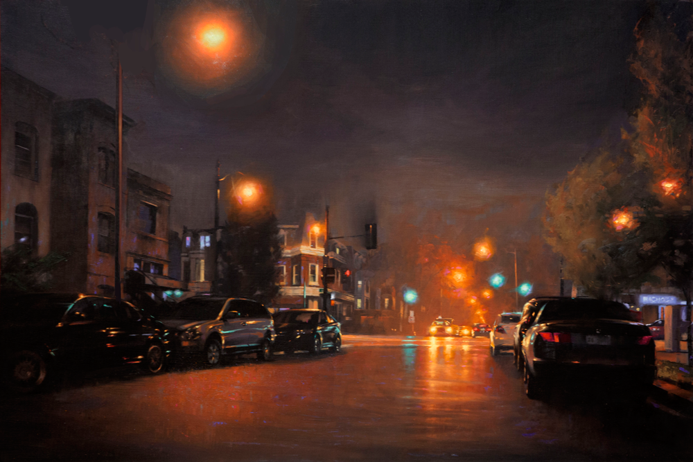Nights on H St., oil on panel, 24 x 36 inches
