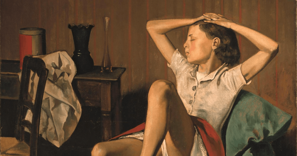Detail from <em>Thérèse Dreaming</em> (1938) by Balthus (Jacques and Natasha Gelman Collection, 1998)