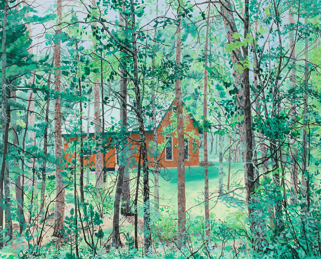 <em>Scout Lake Cabin</em>, 2011, oil on canvas, 26 x 32 inches