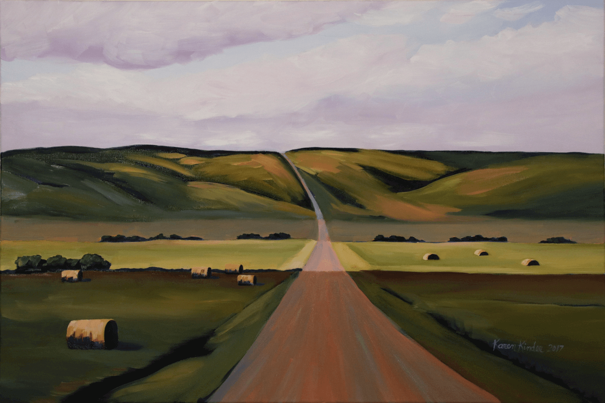 Prairie Hills, Spring, 2017, oil on canvas, 24 x 36 inches