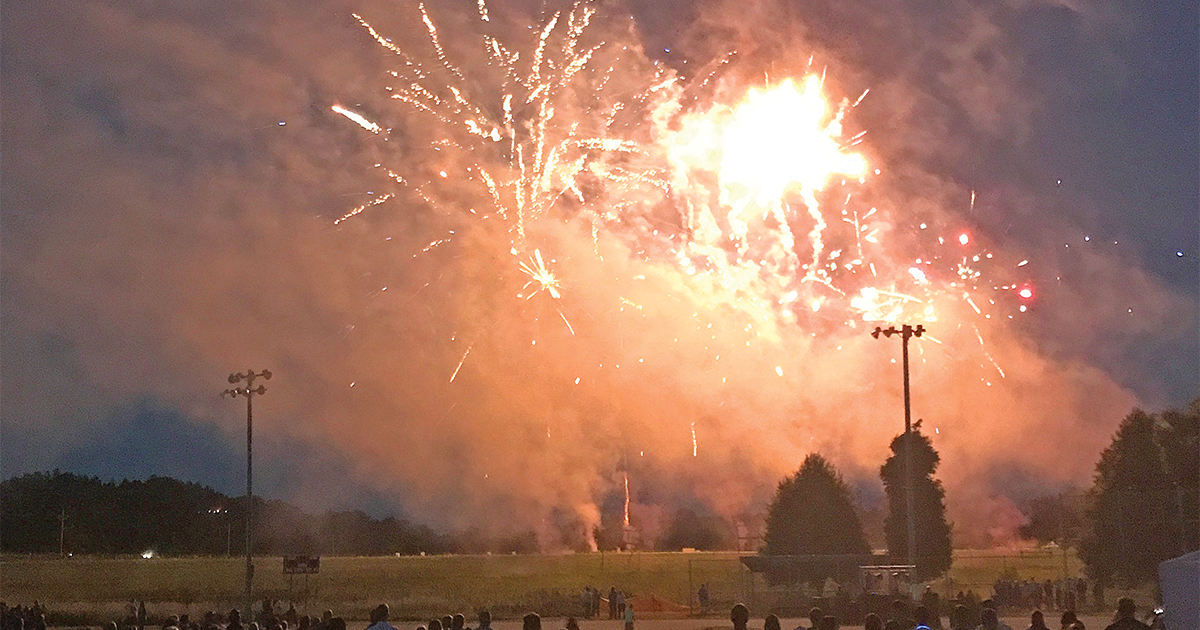 Last summer's fireworks display in Spillville, heralded as the best in northeast Iowa; 125 years ago, Antonín Dvořák enjoyed a happy sojourn there. (Tom Zoellner)