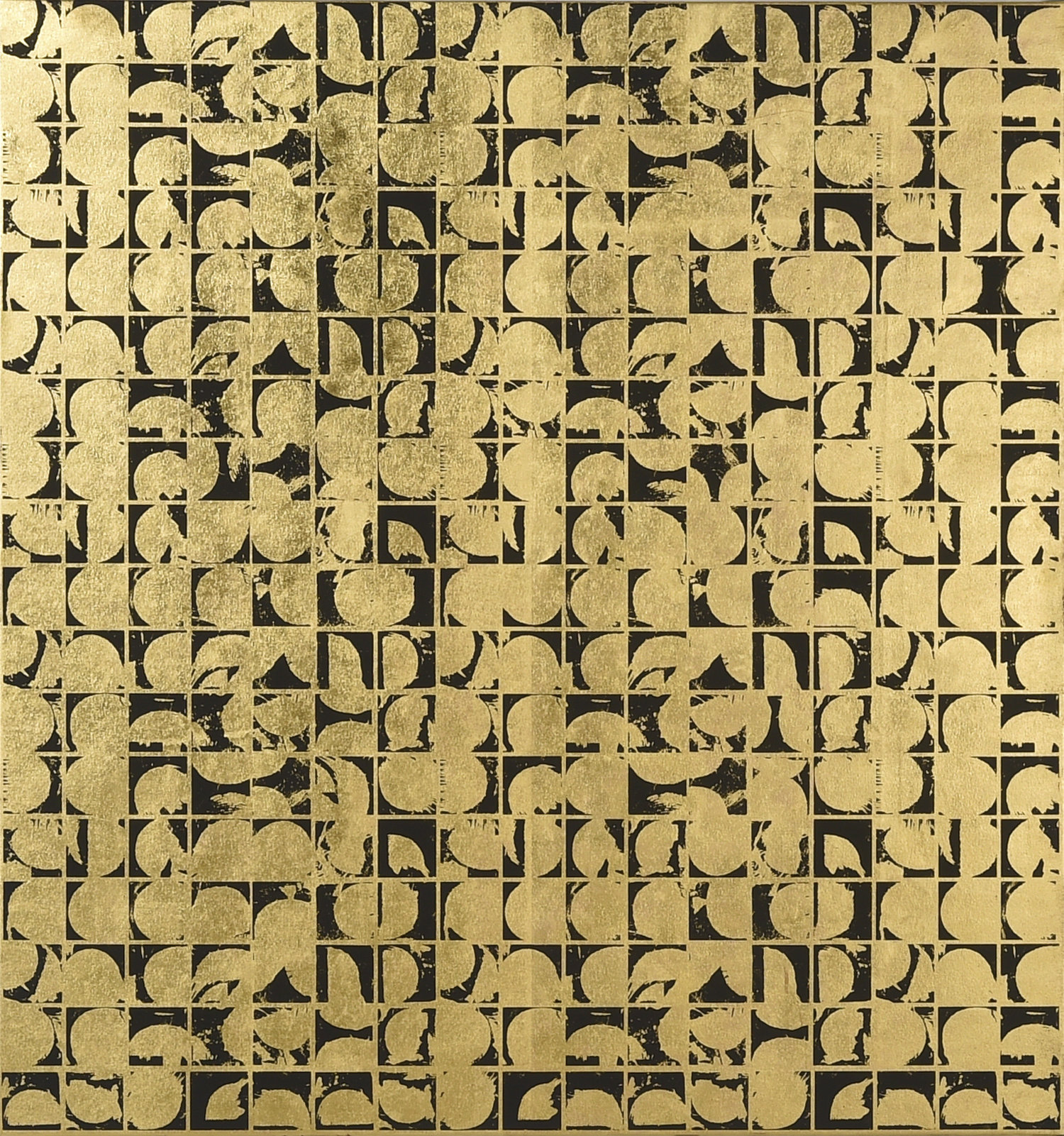 Rounds Negative Canvas I (Black), 2018, 24K gold leaf, acrylic on canvas, 54.5 X 58 inches.