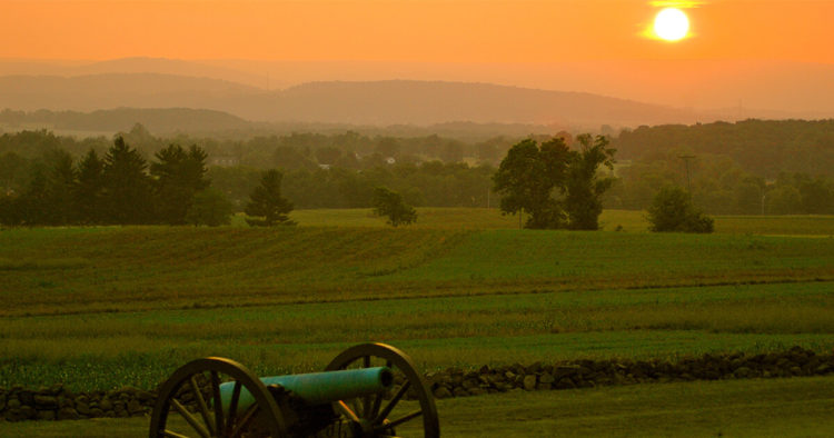 Sunset over Gettysburg battlefield