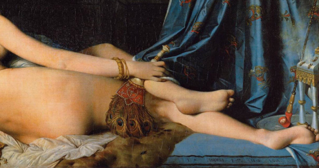 Detail from <em>La grande odalisque</em> (1814)by Jean-Auguste Dominique Ingres (Wikimedia Commons)