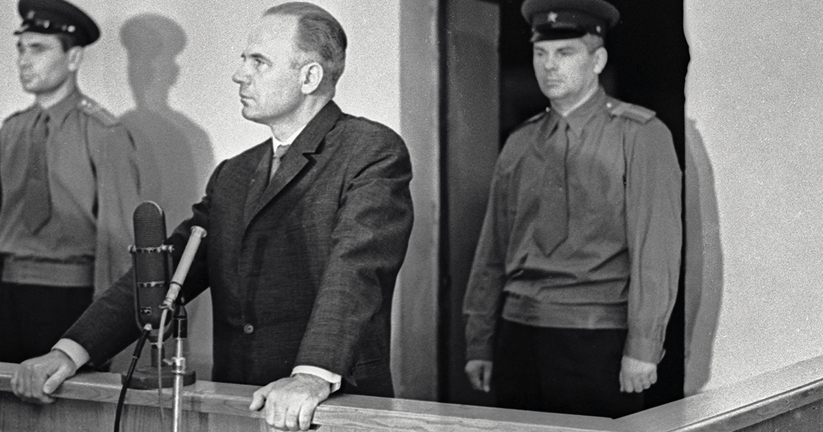 Colonel Oleg Penkovsky stands trial fro espionage in Moscow in 1963. (Alamy)