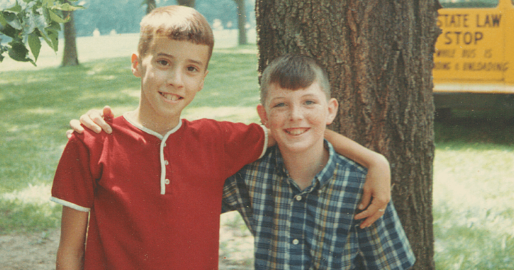 Owen: The author (left) and his pal John Ruth on their way to summer camp