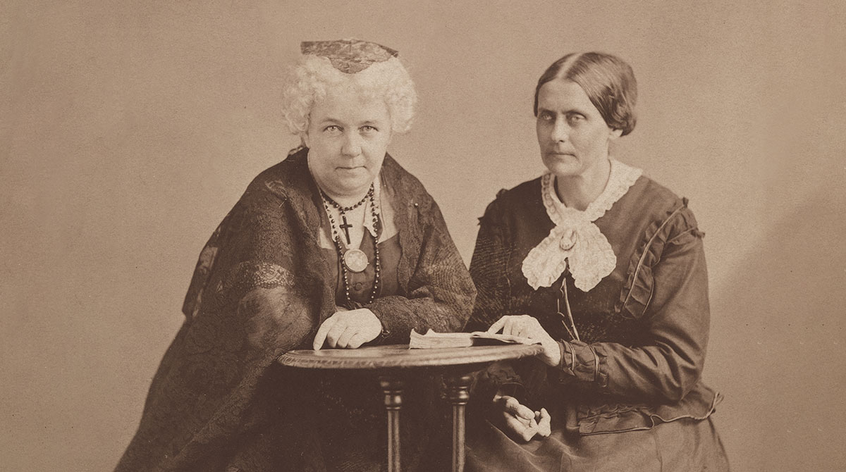 Elizabeth Cady Stanton (left) and Susan B. Anthony, in a portrait taken by photographer Napoleon Sarony, c. 1870, a half century before women won the vote. (National Portrait Gallery, Smithsonian Institution)