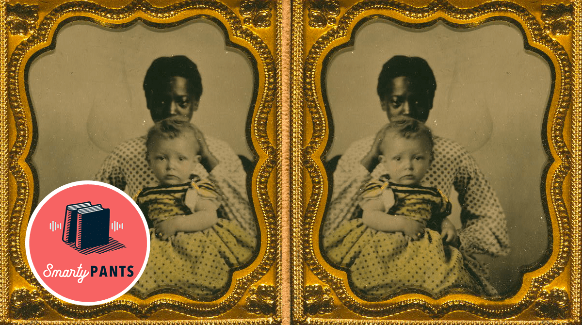 An enslaved women acting as wet-nurse for a white baby