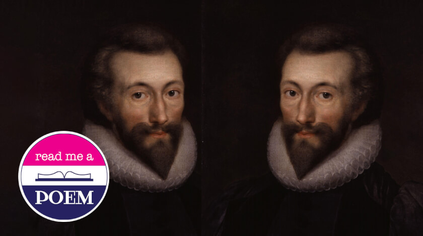 Photo-illustration using a portrait of John Donne, late 17th century copy of a 1616 work by Isaac Oliver (Wikimedia Commons)