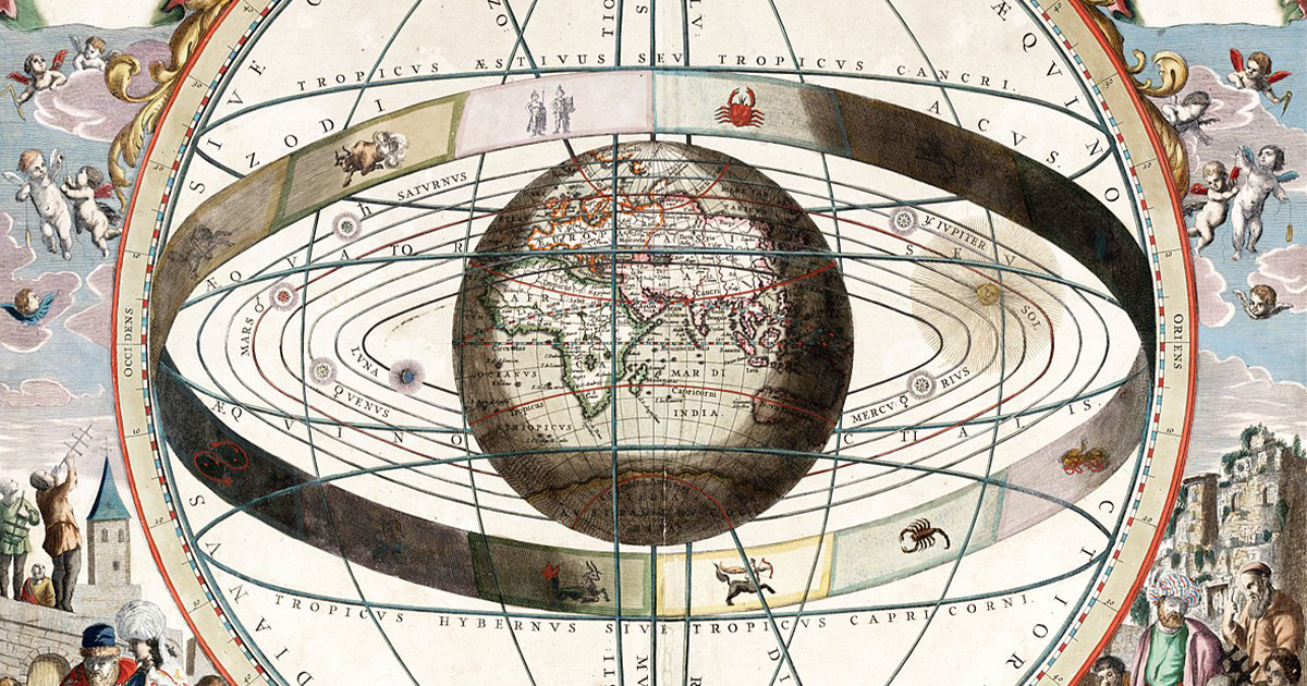Detail of Ptolemaic chart showing signs of the zodiac and the solar system, 1660/61, by Johannes van Loon (National Library of Australia/Wikimedia Commons)