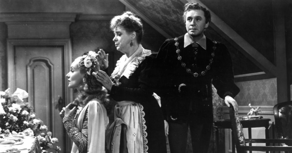 Carole Lombard, Maude Eburne, and Jack Benny in <em>To Be or Not to Be</em>, 1942