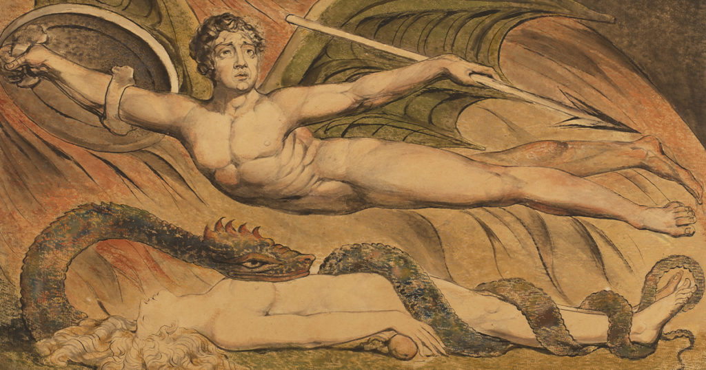 <em>Satan Exulting over Eve</em> by William Blake (Wikimedia Commons)