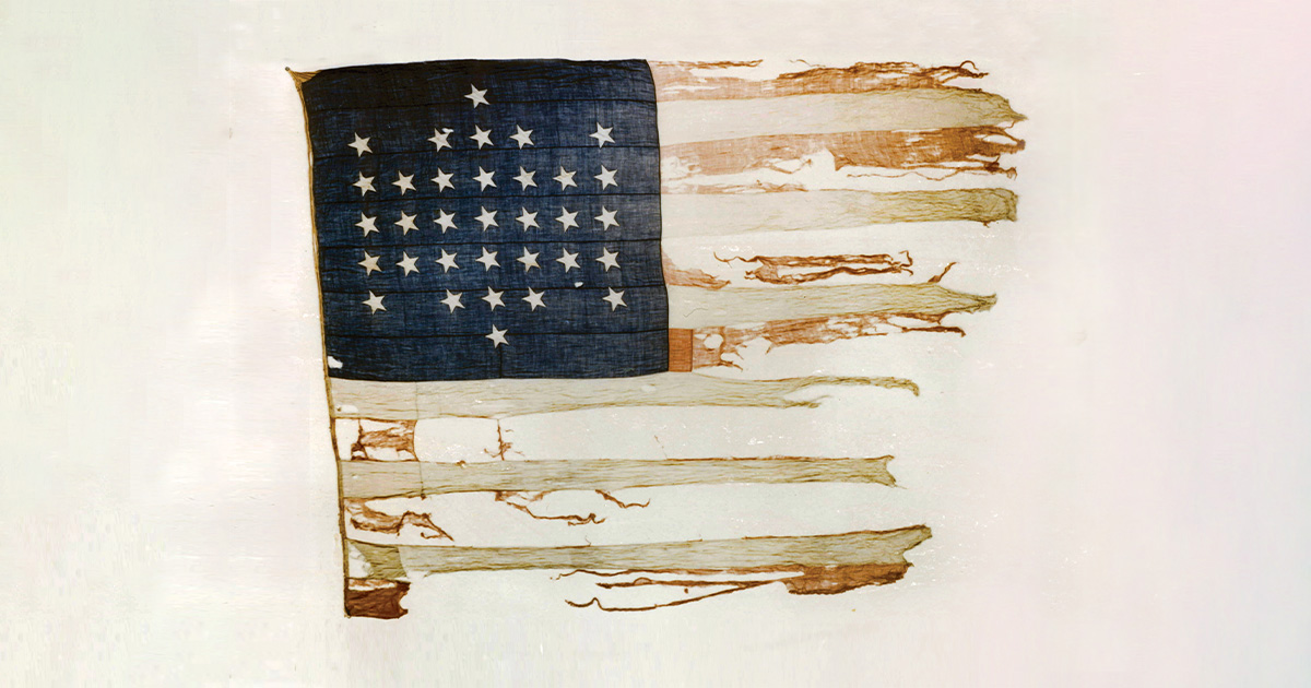 The flag flown by the Union garrison at Fort Sumter during its bombardment by Confederate forces (National Park Service)