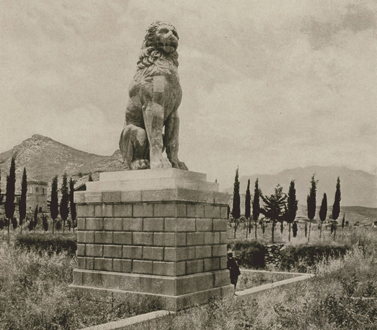 The Lion of Chaeronea, after its restoration in 1902–1903 (Ernst Reisinger, 1923)