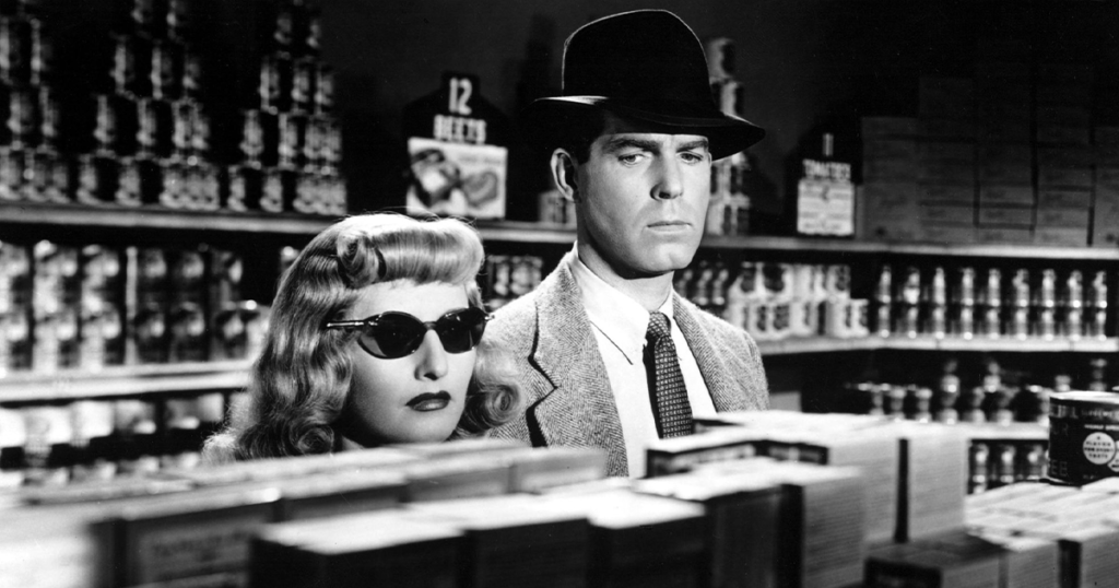 Barbara Stanwyck and Fred MacMurray in <em>Double Indemnity</em>, 1944 (Everett Collection)
