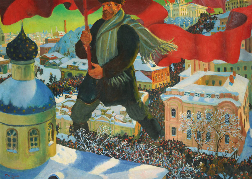 <em>The Bolshevik</em> by Boris Kustodiev, 1920 (Wikimedia Commons)