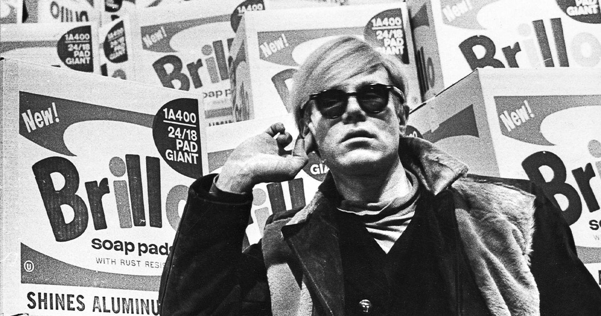 Andy Warhol at Stockholm's Moderna Museet before the opening of his exhibition there, 1968 (Wikimedia Commons)