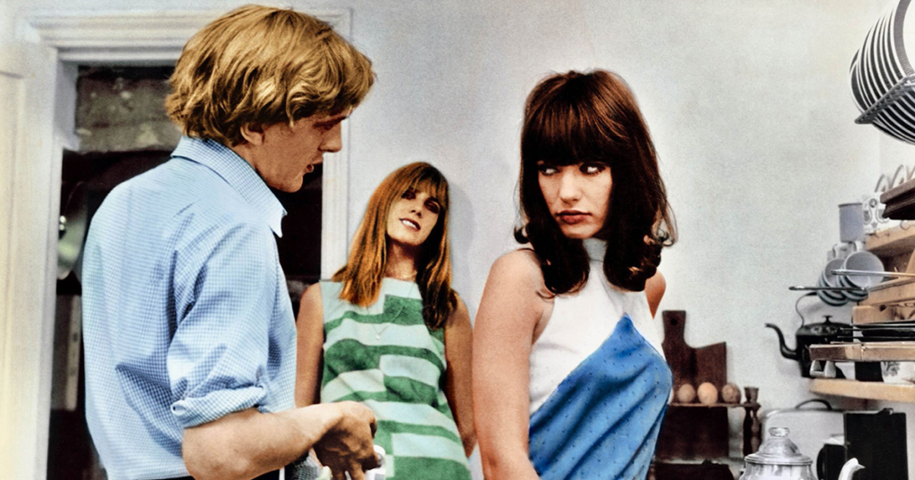 David Hemmings, Gillian Hills, and Jane Birkin in <em>Blow-Up,</em> 1966 (Everett Collection)