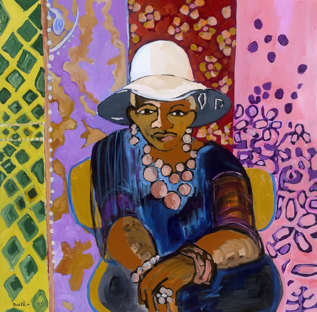 <em>Woman with Hat</em>, acrylic on canvas. 