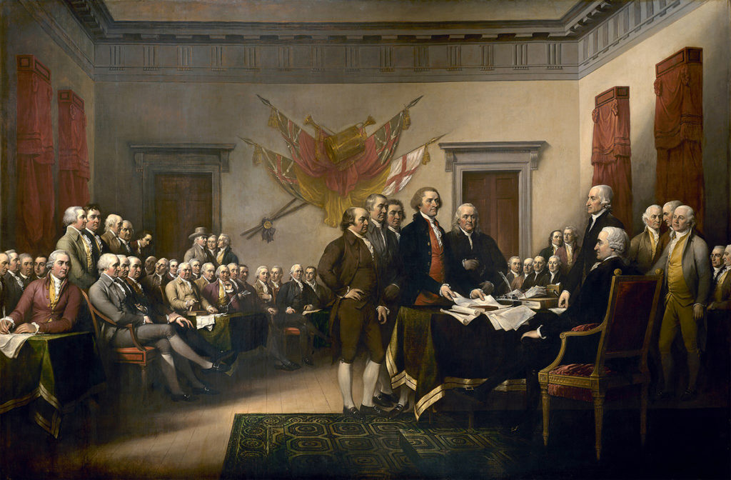<em>Declaration of Independence</em> by John Trumbull, 1819 (Wikimedia Commons)