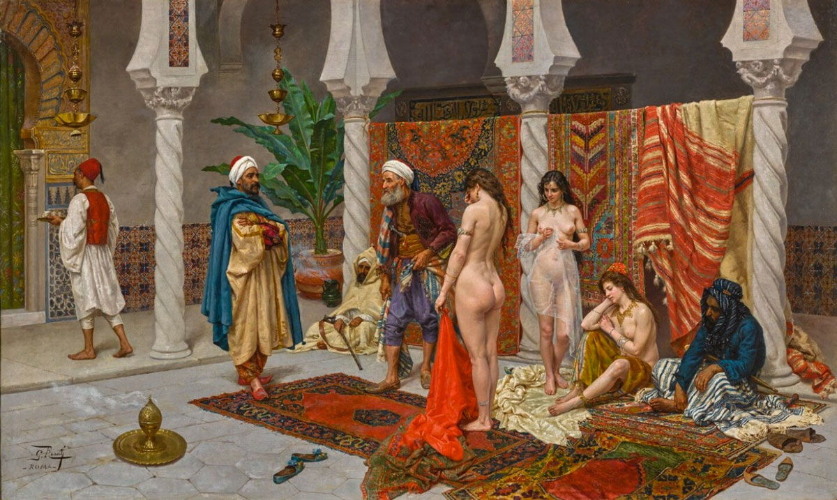 Inspecting New Arrivals, Giulio Rosati (1858–1917) (Wikimedia Commons)