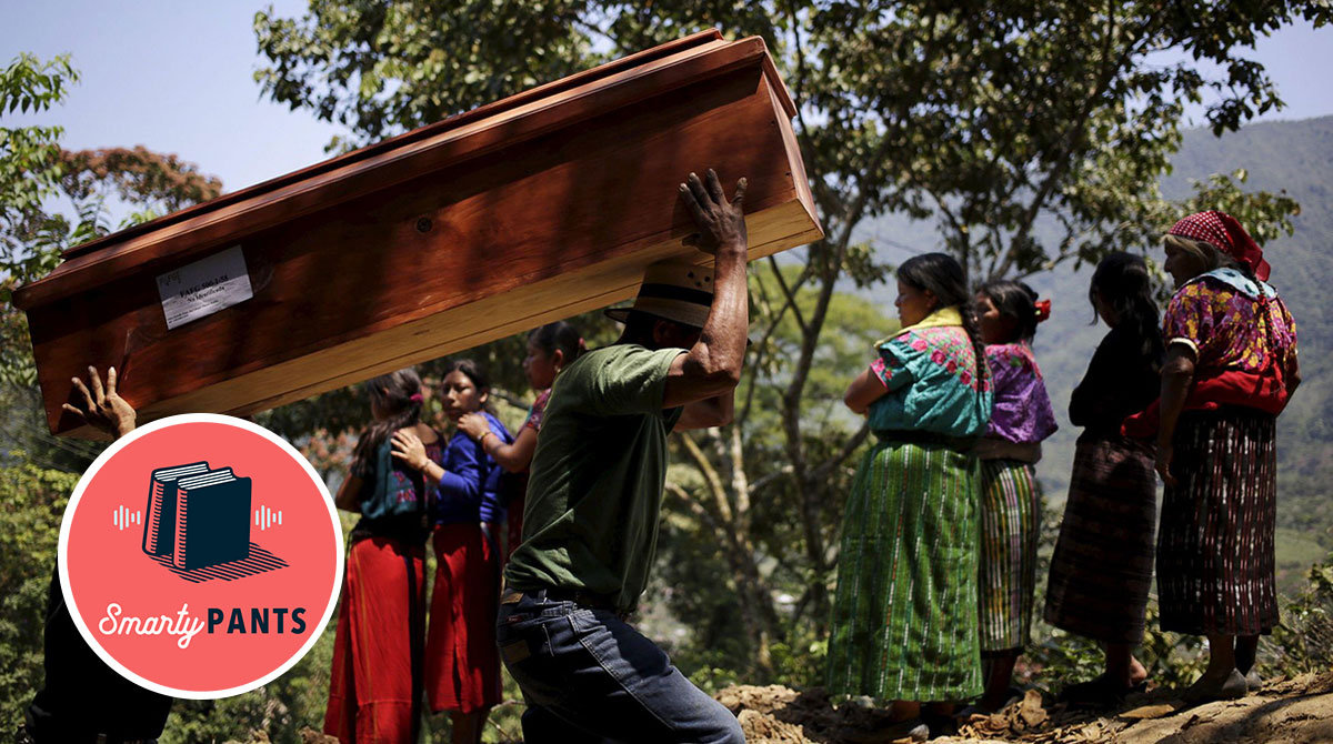 People carry coffins containing remains of victims of Guatemala’s civil war to a ceremony in El Rancho village in 2015. Guatemala’s Forensic Anthropology Foundation exhumed the remains of 81 skeletons in a mass grave dating from a military massacre in the Estrella Polar village on March 22, 1982. (Reuters/Alamy)