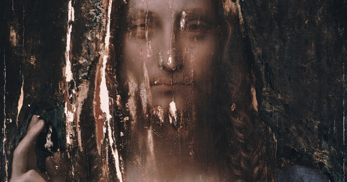 The Salvator Mundi in its damaged state—cleaned but not yet restored (Wikimedia Commons)