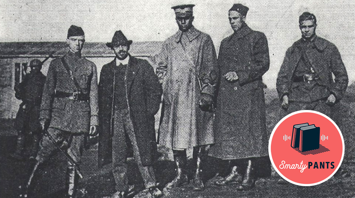 W. E. B. Du Bois, second from left, with Black officers in Le Mans, France, 1919 (The Crisis, June 1919)