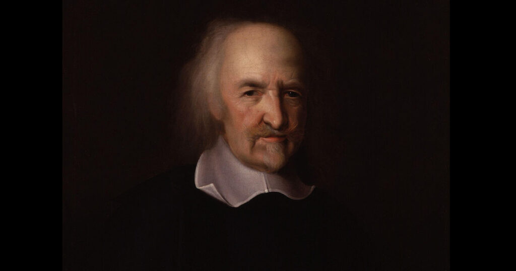 Portion of John Michael Wright's portrait of Thomas Hobbes, ca. 1669-1670 (National Portrait Gallery via Wikimedia Commons)