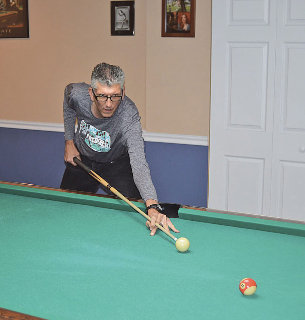 Steve was a nationally ranked amateur pool player, for whom the game took “ungainliness and made it liquid, turned it into something elegant, beautiful, and normal.” (Photograph courtesy of the author)